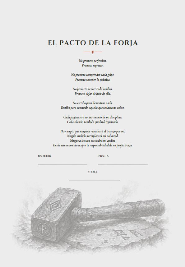 Página El Pacto de la Forja, con espacio para nombre, fecha y firma
